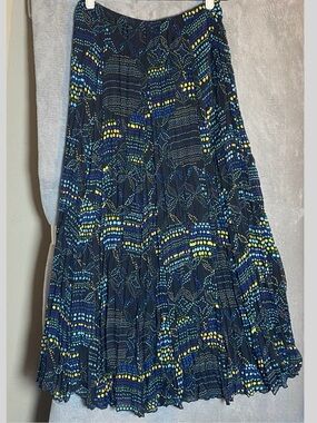 Studio JPR Maxi Boho Hippie Flowy Skirt Earthy Black Green Polka Dot size Medium